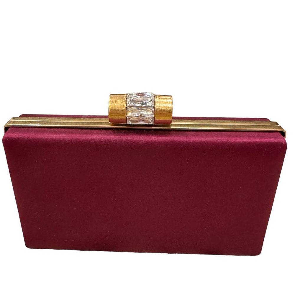 Yves Saint Laurent YSL Satin Plum Crystal Vintage Evening Bag